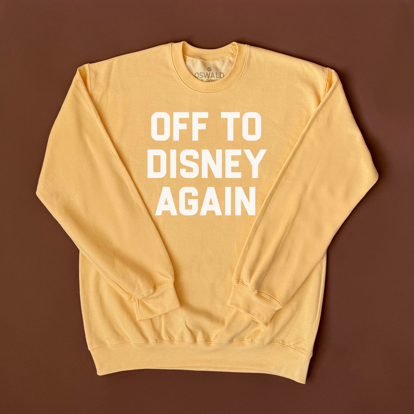 Off To Disney Again Butter Yellow and White Sweatshirt