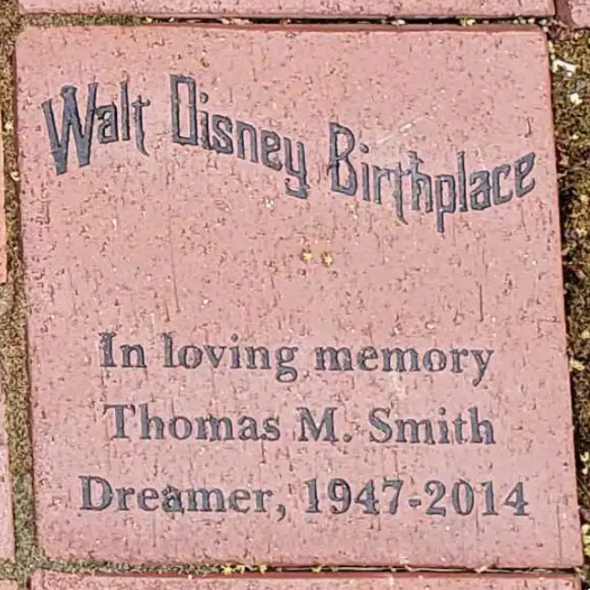Walt Disney Birthplace Engraved Paver Stone