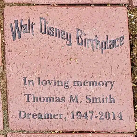 Walt Disney Birthplace Engraved Paver Stone