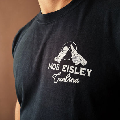 Close up of the front design of the Mos Eisley Cantina T-Shirt from Oswald & Sons