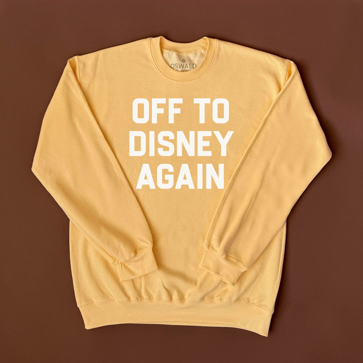Off To Disney Again Butter Yellow and White Sweatshirt